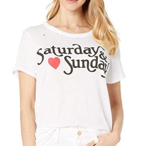Chaser Tops - CHASER Saturday & Sunday Tee Shirt Distressed